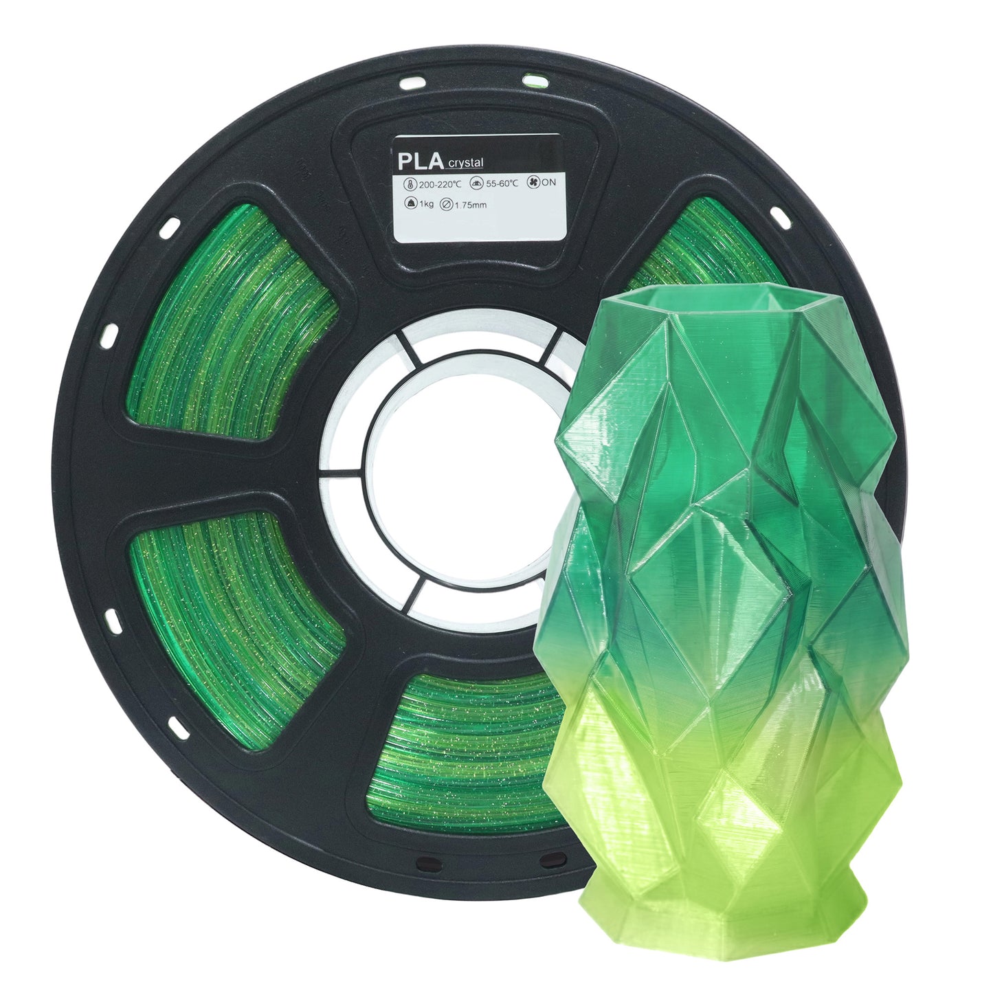 Factory PLA 3D Printing Filament  Crystal Gradient Green Transparent Filament 1.75mm