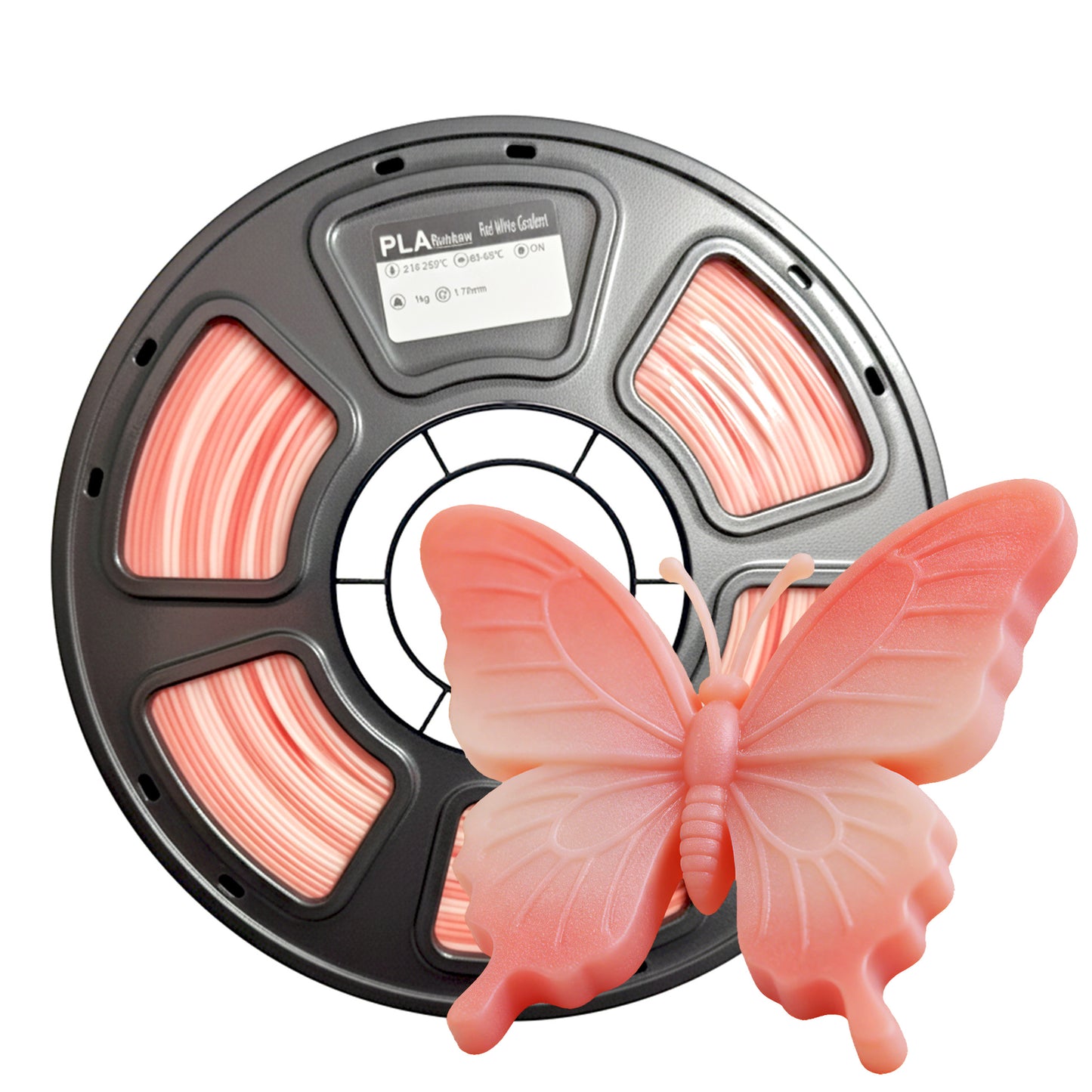 3D Printer Filament PLA 1.75 Rainbow Red-White Gradient in bulk