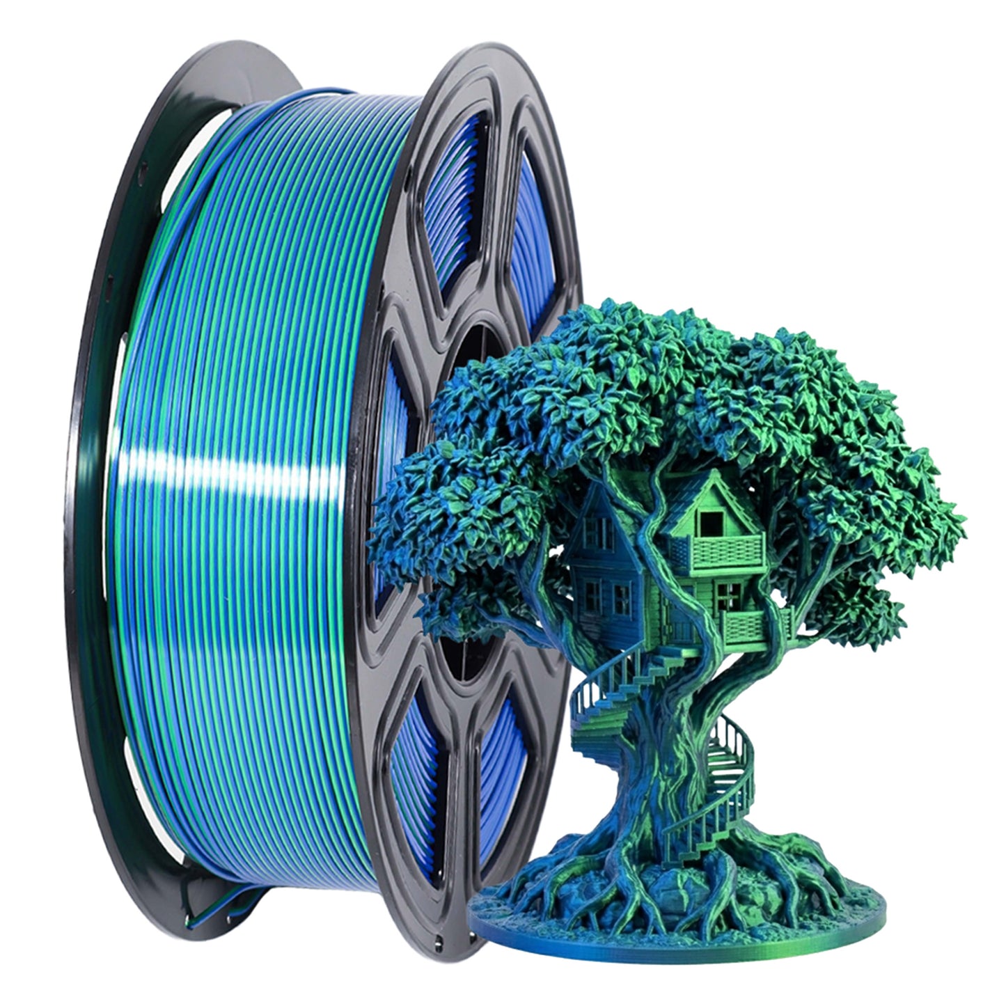 HYFILA Silk Dual-Color PLA Blue Green 3D Printing Filament