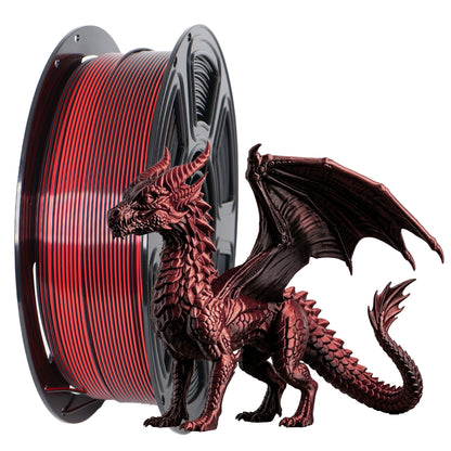 HYFILA 3D Printing Filament Dual-Color PLA Silk Red Black