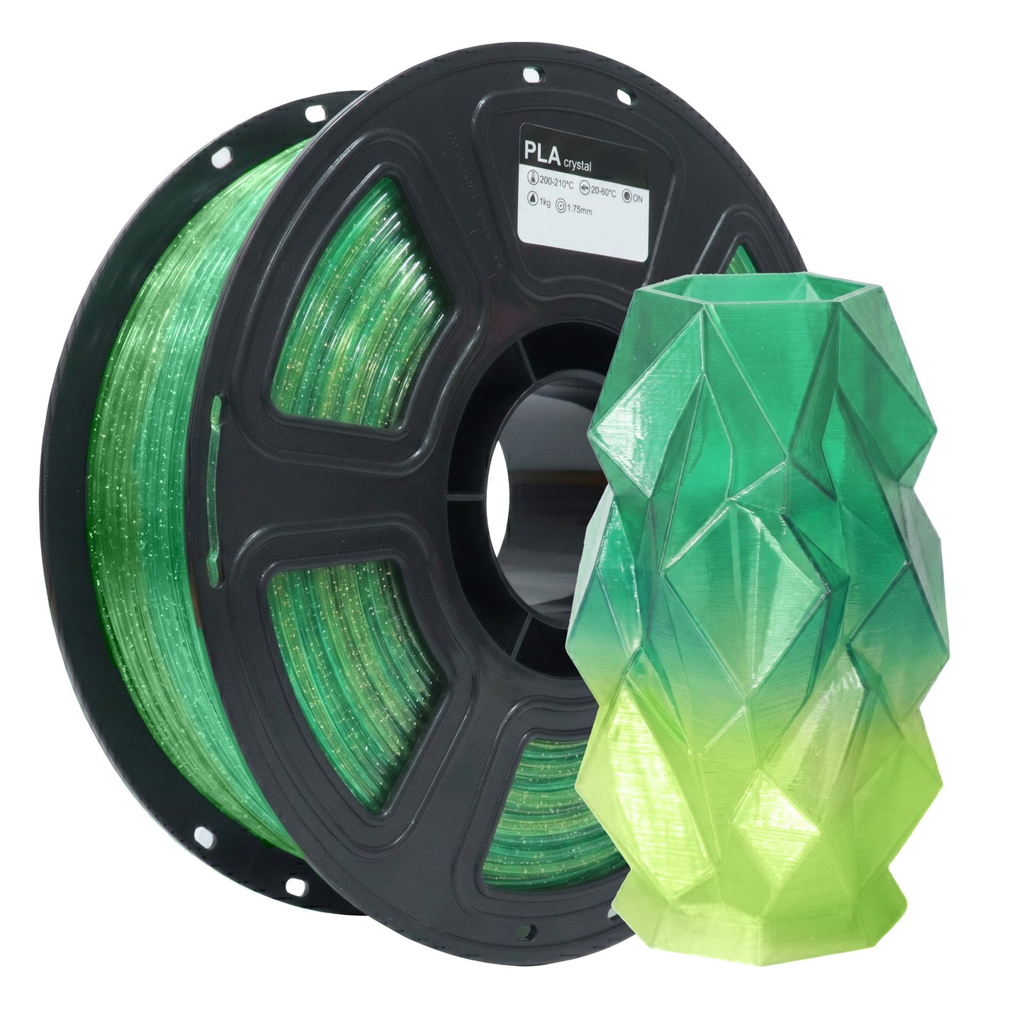 Factory PLA 3D Printing Filament  Crystal Gradient Green Transparent Filament 1.75mm